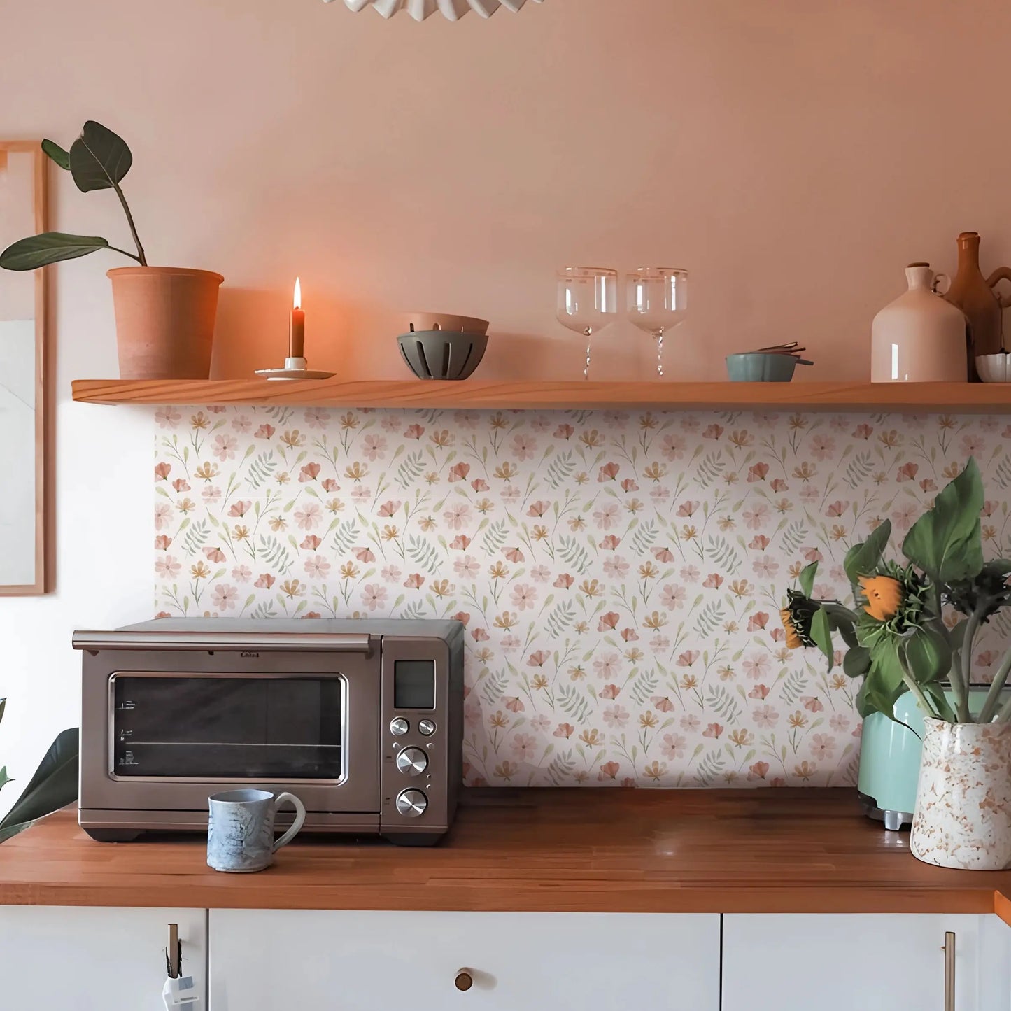 Pink Matte Wall Tile Sticker Peel and Stick