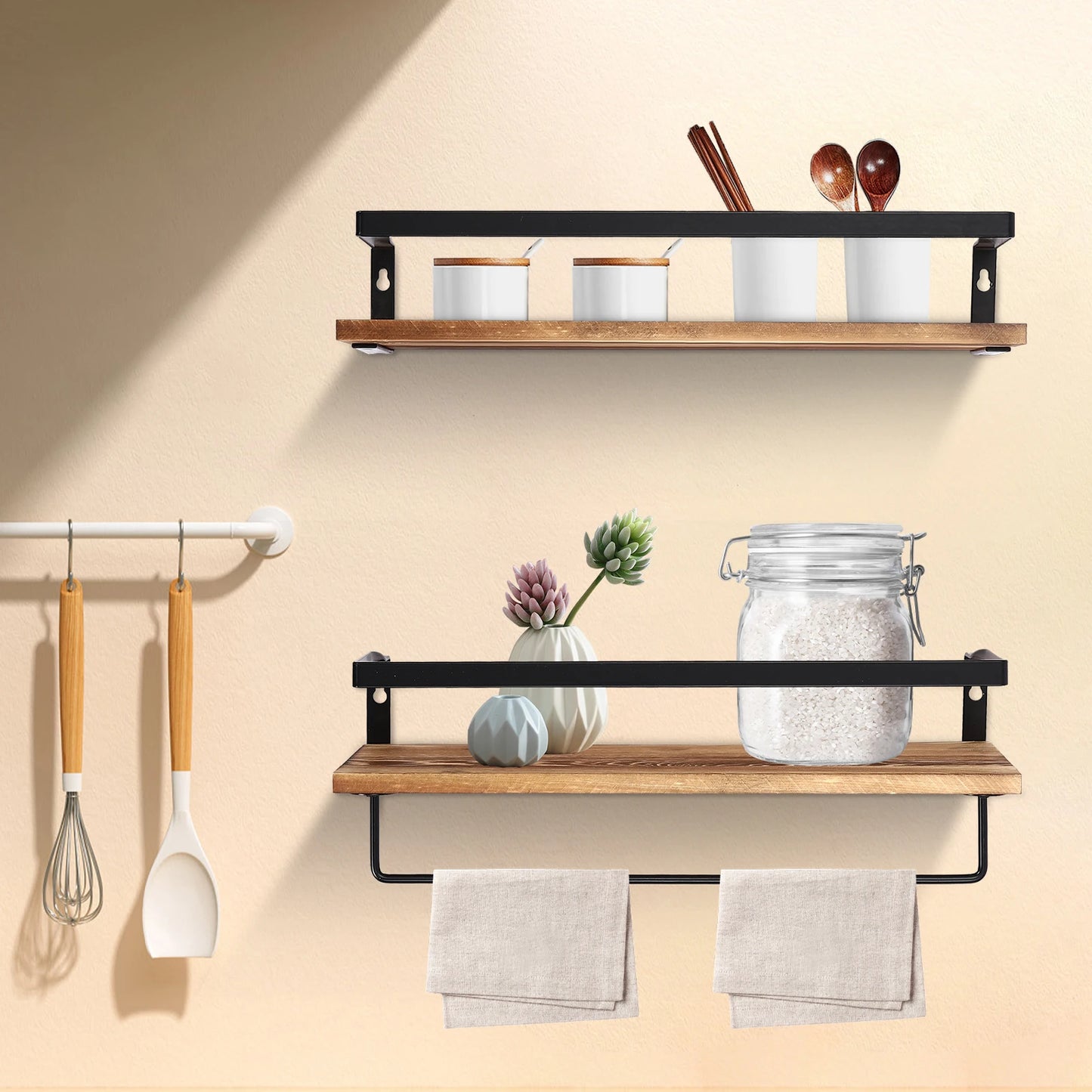 Wooden Wall Mounted Shelf 2 Tiers