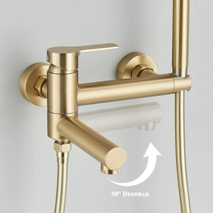 Gold Bathtub Faucet Wall Mounted Waterfall Bath Shower