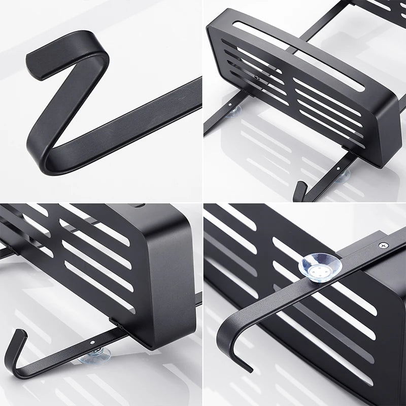Black Hanging Bath Shelves Bathroom Organizer