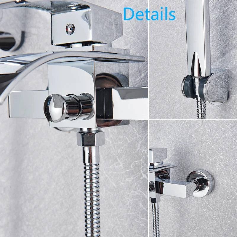 Chrome Waterfall Bathroom Batutub Faucet