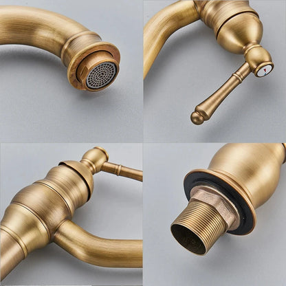 Antique Brass Basin Faucet Bathroom