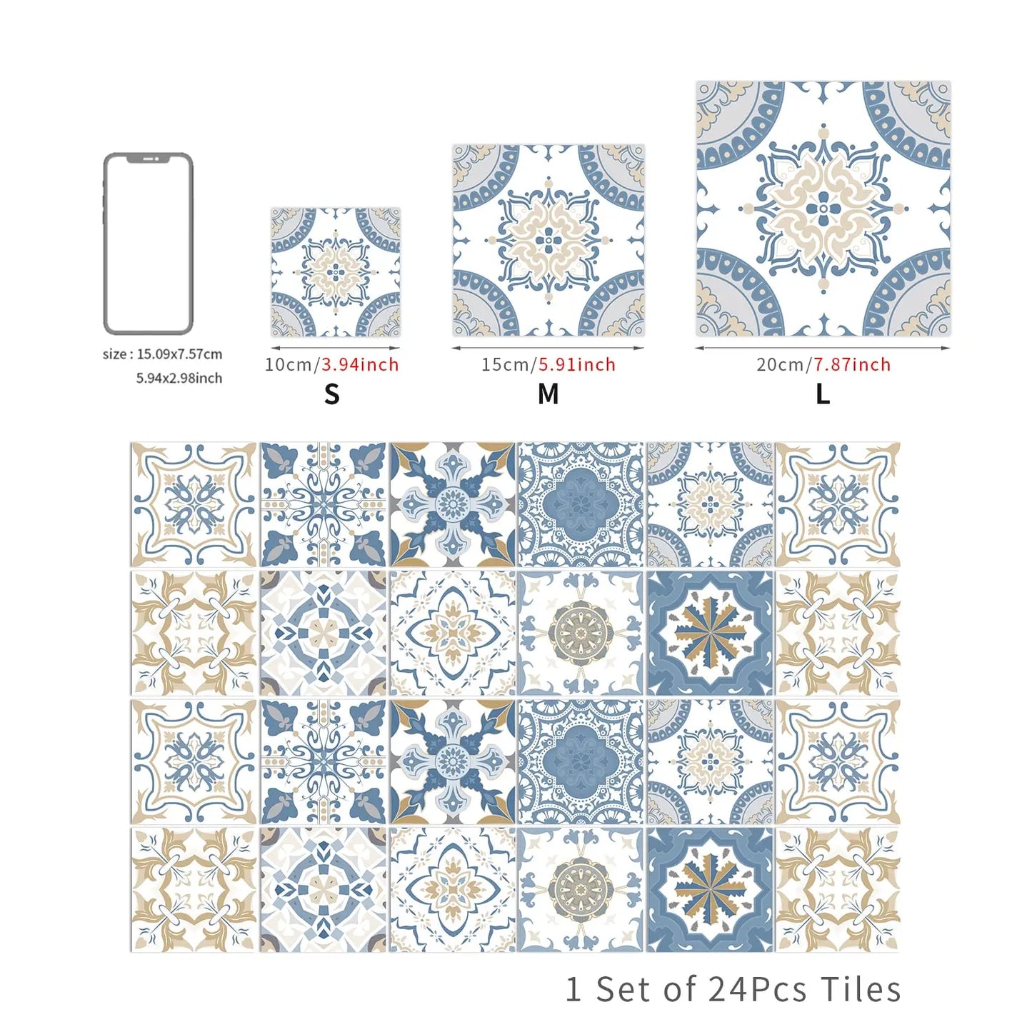 Light Color Tiles Wall Stickers  Waterproof Self-adhesive