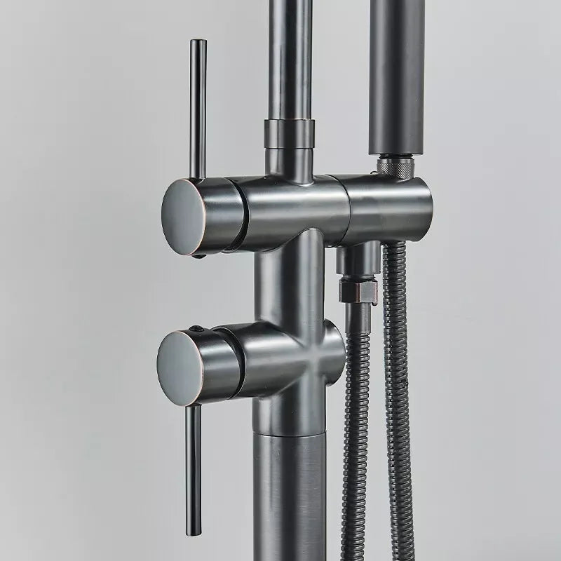 Black Floor Mounted Bath Tub Faucet