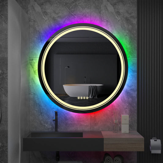 Bathroom Mirror RGB Large Round Lighted