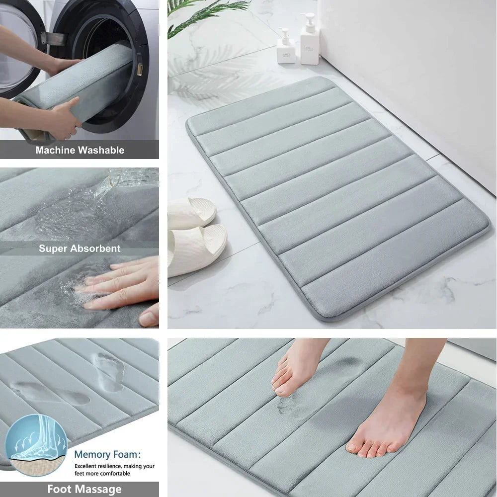 Bath Non Slip Memory Foam Bathroom Soft Rugs