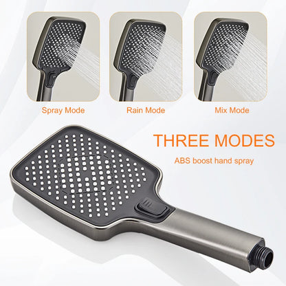 Grey Bathroom Shower Faucet Digital Display Bathroom Rain Shower Faucet Set Shower System Ambient Light Back massage