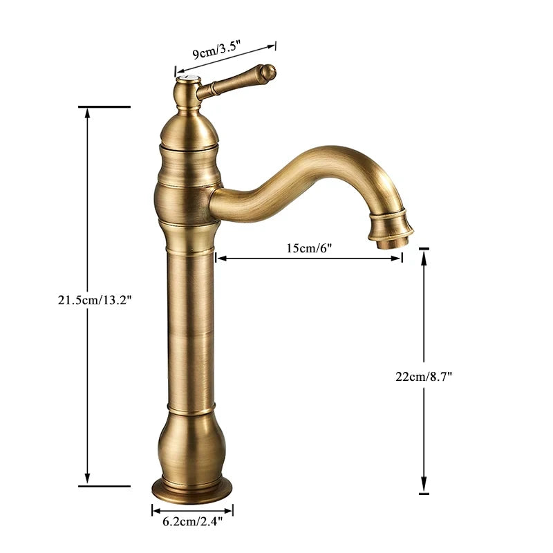 Antique Brass Basin Faucet Bathroom