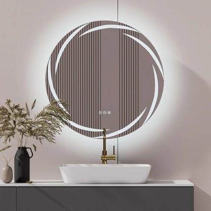 Illuminated Bathroom Wall Mirror with Light Circle Backlit