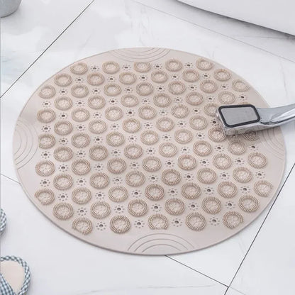Bathroom Mat Anti-slip Sucker Round PVC Bath Mat with Drain Hole Silicone Bathing Rugs Foot Massage Pad Bathtub Soft Shower Mat