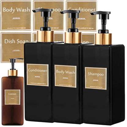 Refillable Shampoo and Conditioner Bottle Dispenser