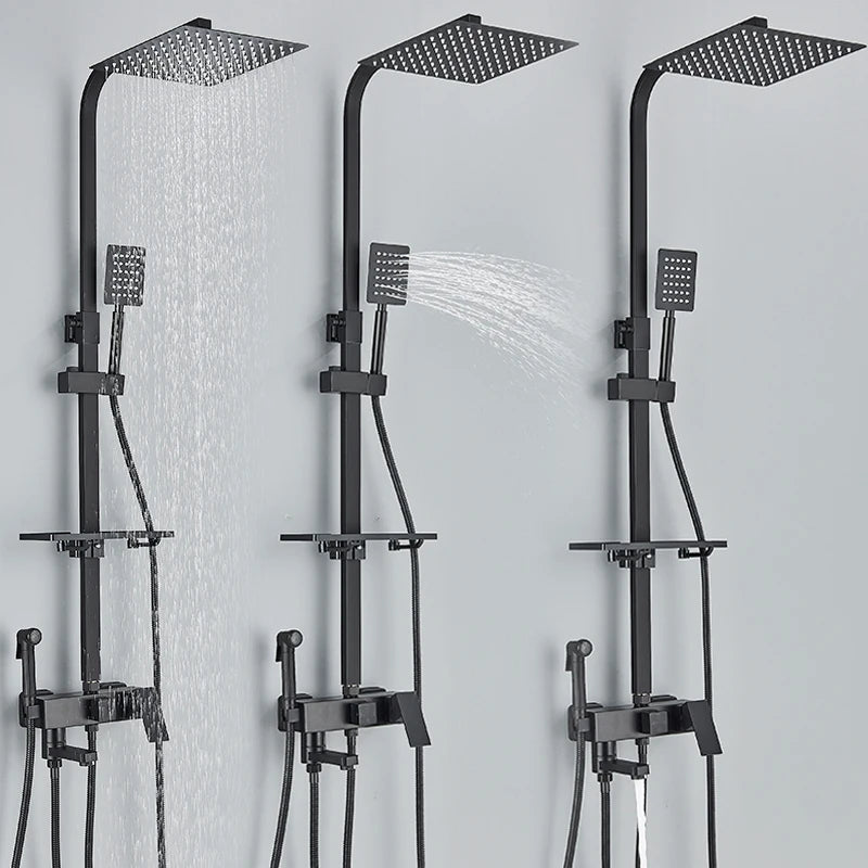 Black Chrome 3/4-way Shower Faucet