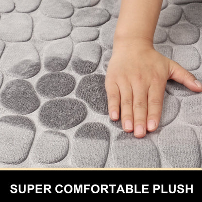 Bathroom Absorbent  Curve Foot Mat Pebble Emboss Carpet