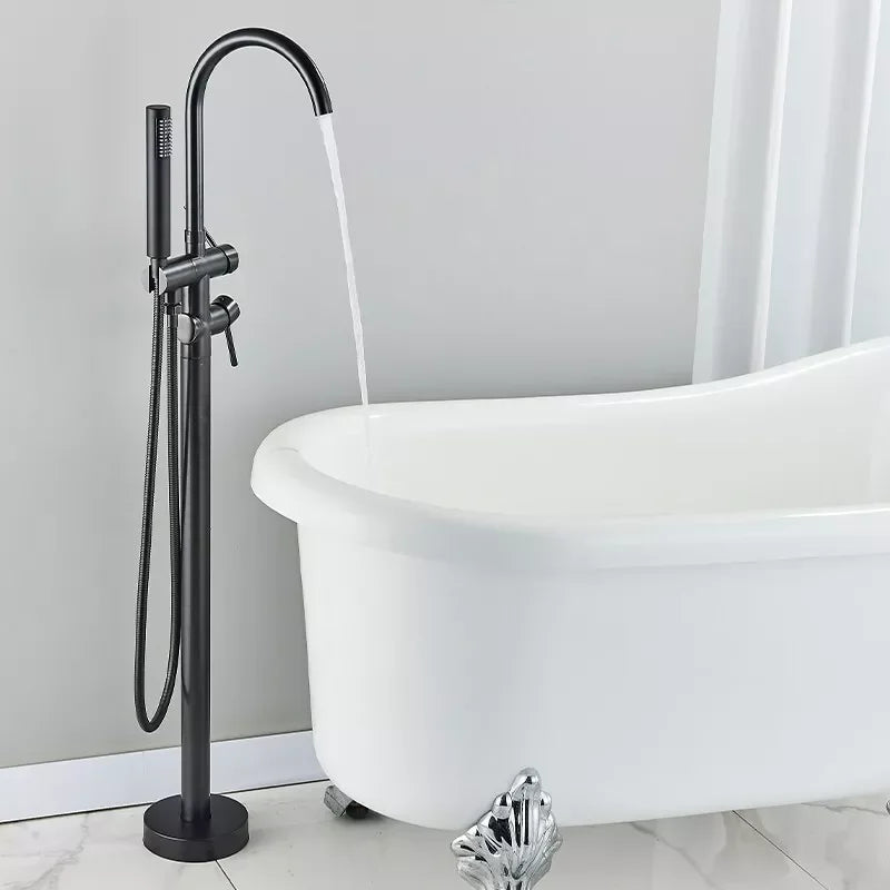 Black Floor Mounted Bath Tub Faucet