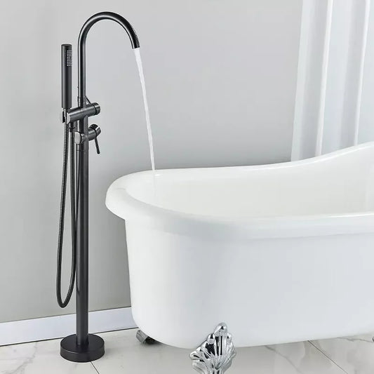 Black Floor Mounted Bath Tub Faucet