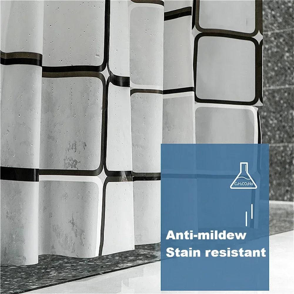 Bathroom Shower Curtains with Hooks Waterproof