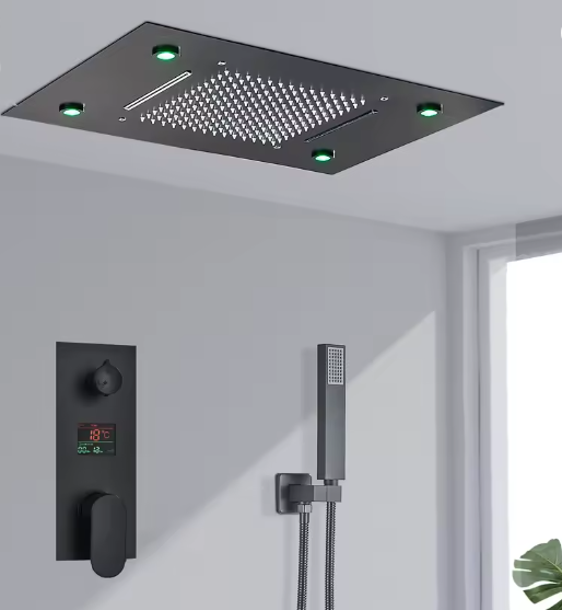 Brushed Ceiling Shower Head with LED Lights