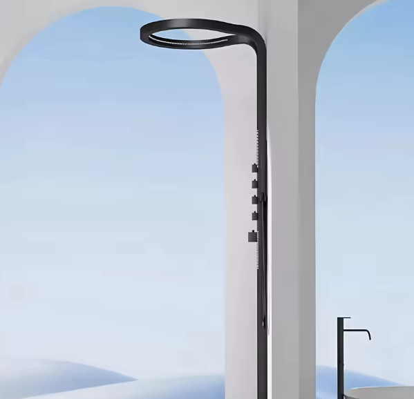 High-end Digital Display Large Ring Shower Set Pure Copper Wall Hanging Rotating Surface Decoration Innovative Waterfall