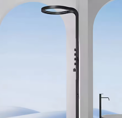 High-end Digital Display Large Ring Shower Set Pure Copper Wall Hanging Rotating Surface Decoration Innovative Waterfall