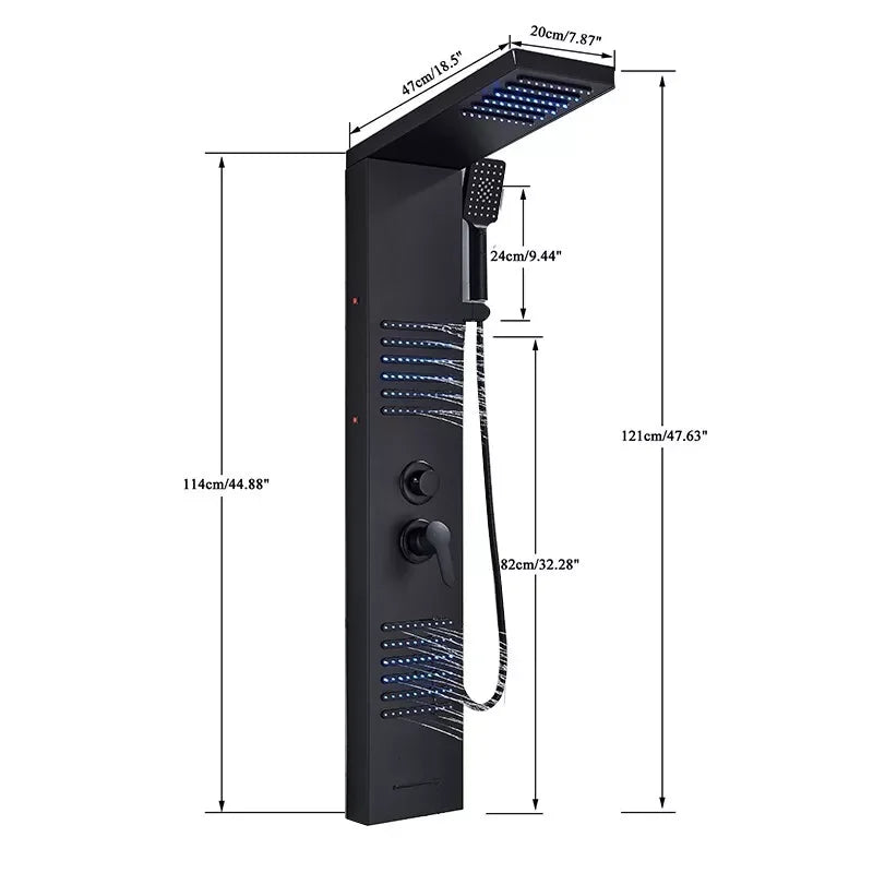 Matte Black LED Shower Panel
