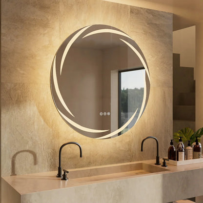 Illuminated Bathroom Wall Mirror with Light Circle Backlit
