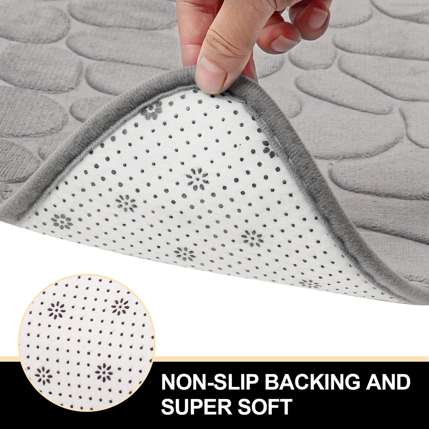 Bathroom Absorbent  Curve Foot Mat Pebble Emboss Carpet