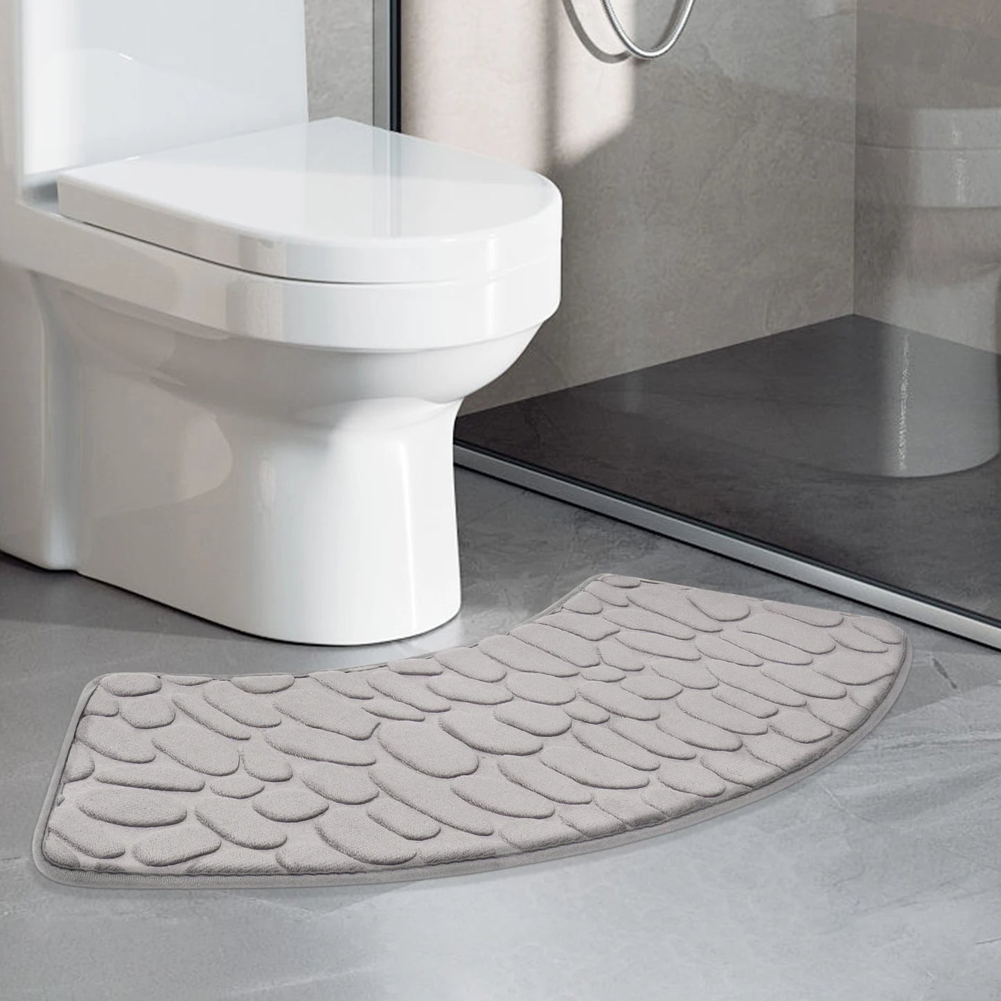Bathroom Absorbent  Curve Foot Mat Pebble Emboss Carpet