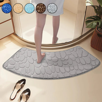 Bathroom Absorbent  Curve Foot Mat Pebble Emboss Carpet