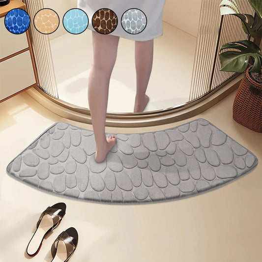 Bathroom Absorbent  Curve Foot Mat Pebble Emboss Carpet