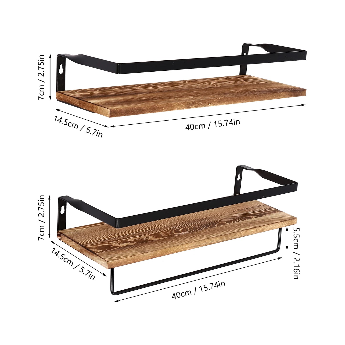 Wooden Wall Mounted Shelf 2 Tiers