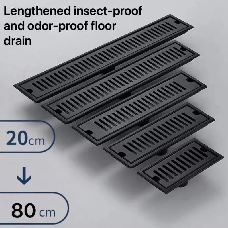 Black 20-80cm Extended Floor Drain Bathroom