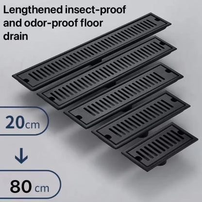 Black 20-80cm Extended Floor Drain Bathroom