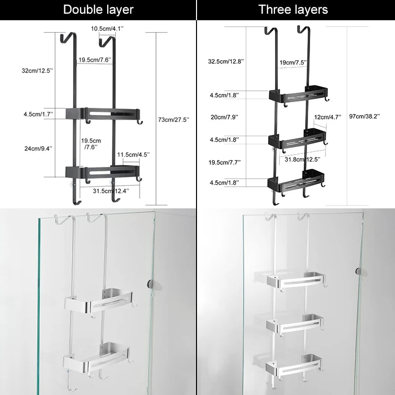 Black Hanging Bath Shelves Bathroom Organizer