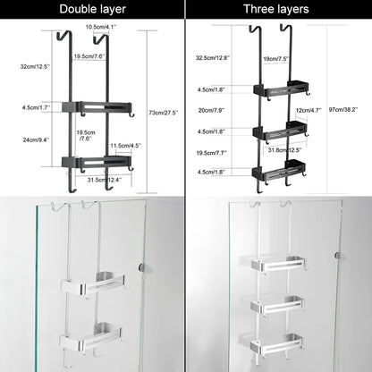 Black Hanging Bath Shelves Bathroom Organizer