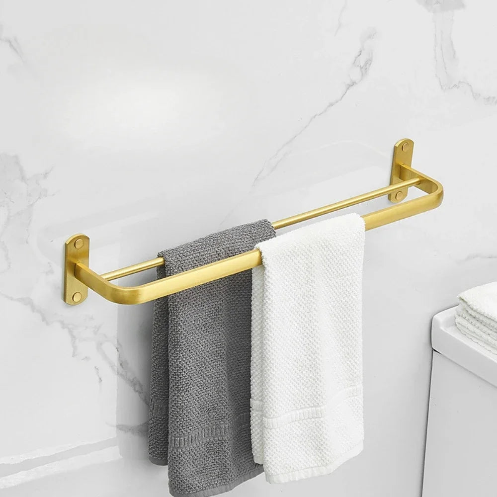 Brushed Gold Space Aluminum Towel Rack Shelf