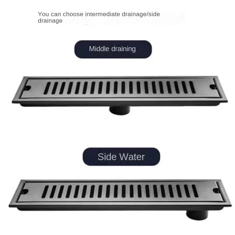 Black 20-80cm Extended Floor Drain Bathroom