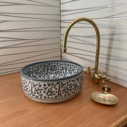 Green sink morocco Gold 14k - Add a Touch of Luxury with a Moroccan Washbasin in Golden green - Handcrafted Washbasin for a Unique Bathroom.