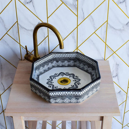 Bathroom Vanity Sink Pottery,Handmade Bathroom Vessel Sink Decor,Ceramic Sink,Moroccan Vasque,Bathroom Equipement Pottery Decor Handmade