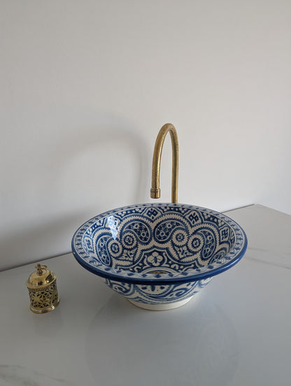 Moroccan basin painted in royal blue - moroccan basin, Pottery Sink