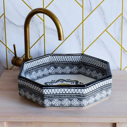 Bathroom Vanity Sink Pottery,Handmade Bathroom Vessel Sink Decor,Ceramic Sink,Moroccan Vasque,Bathroom Equipement Pottery Decor Handmade