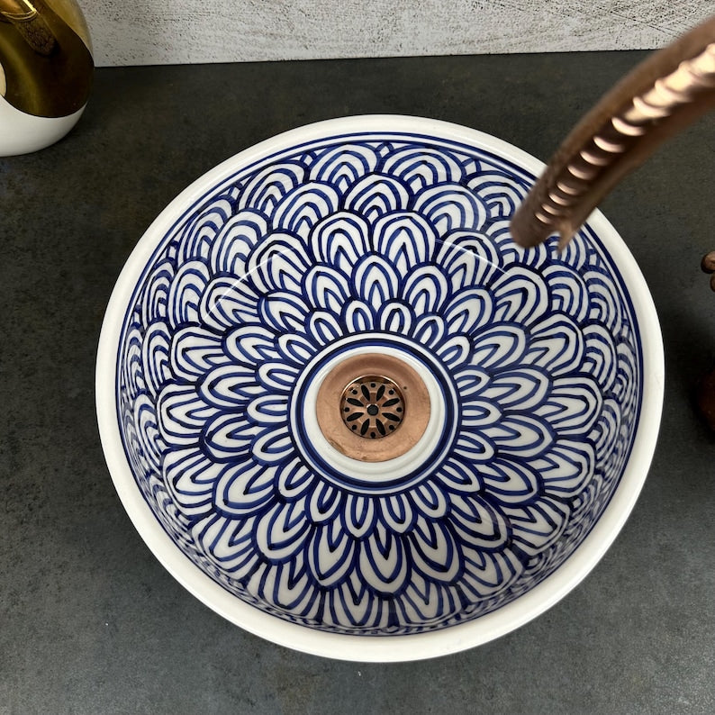 Natural Qawss Porcelain basin sink custom made - contemporary artisan bathroom vessel sink