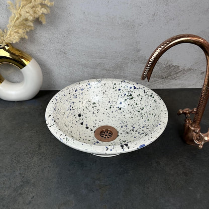 Custom made basin handmade - farmhouse round sink ceramic floral design