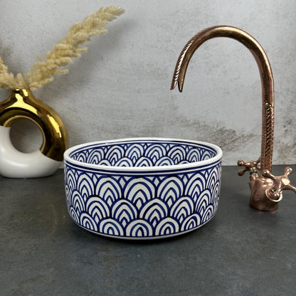 Natural Qawss Porcelain basin sink custom made - contemporary artisan bathroom vessel sink