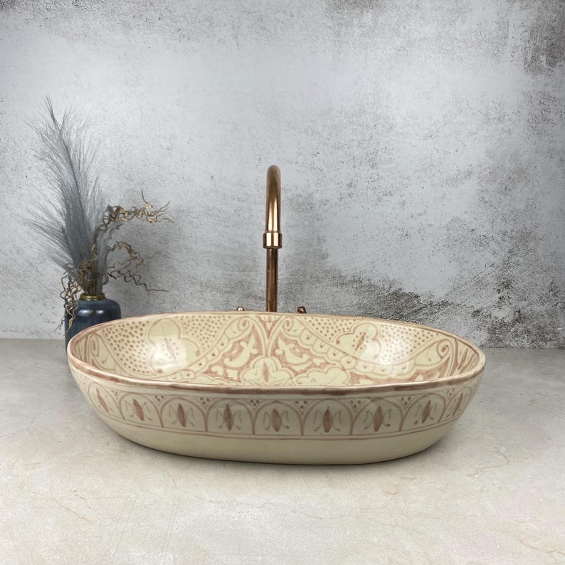 Custom made Oval handmade basin sink - Pink artisan bathroom vessel wash hand sink