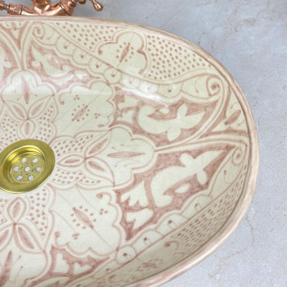 Custom made Oval handmade basin sink - Pink artisan bathroom vessel wash hand sink