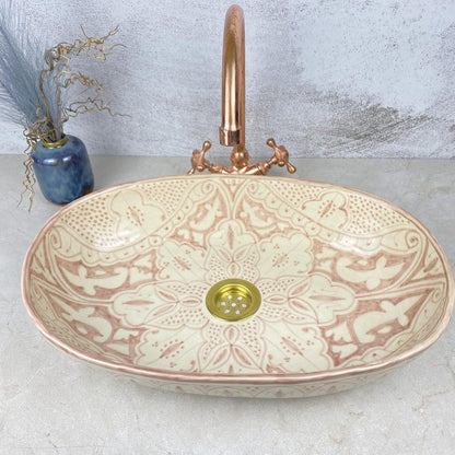 Custom made Oval handmade basin sink - Pink artisan bathroom vessel wash hand sink