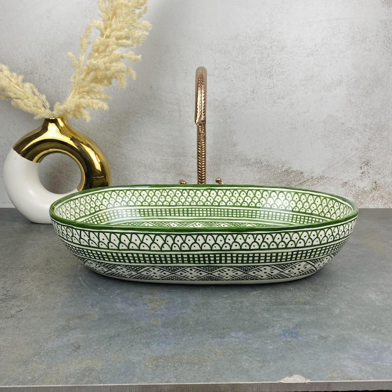Custom made Oval handcrafted ceramic bathroom vessel Sink - Ivy