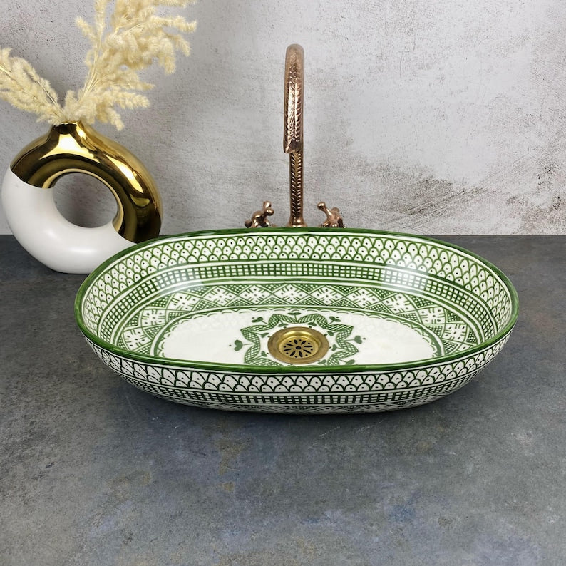 Custom made Oval handcrafted ceramic bathroom vessel Sink - Ivy