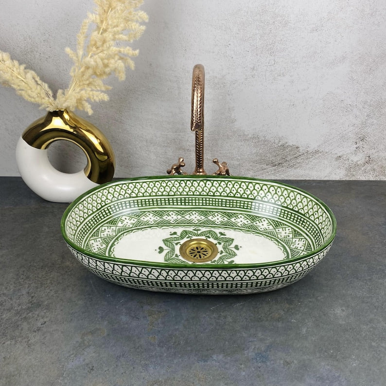 Custom made Oval handcrafted ceramic bathroom vessel Sink - Ivy
