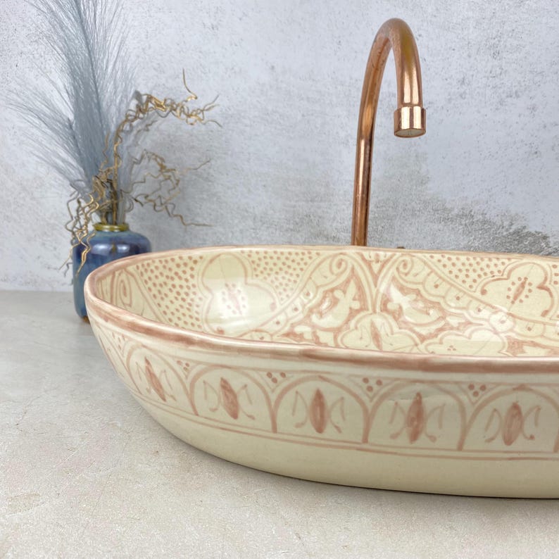 Custom made Oval handmade basin sink - Pink artisan bathroom vessel wash hand sink